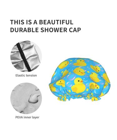 Yellow Rubber Ducks Shower Cap for Women - Adjustable Double Waterproof Layers | Hair Protection Reusable Spa Salon Hat - One Size - Buy Online on GoSupps.com