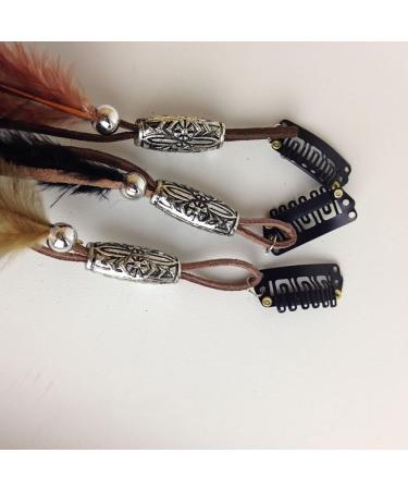 Fodat Set of 3 Handmade Boho Hippie Hair Extensions - Feather Clip Comb Headdress Hairpin DIY Accessories for Women - Buy Online on GoSupps.com
