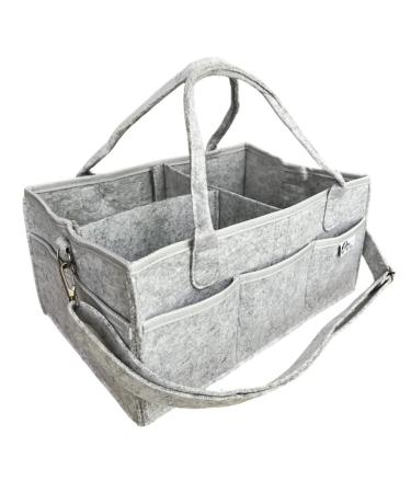 Pump & Diaper Caddy Organizer with Shoulder Strap | Premium Large Nursery Organizer for Moms by ONE PUMPED MAMA Grey