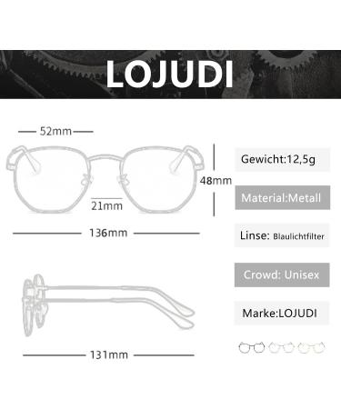 Lojudi Blue Light Filter Glasses - Stylish Anti-Blue Light Round Frames for Men & Women - Retro Gold Metal Computer Glasses - 52mm Blue Light Blocking Gaming Glasses - Buy Online on GoSupps.com