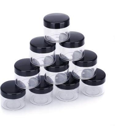 FSSTUD 10 Pack 20ML Empty Plastic Nail Art Jars - Cosmetic Cream Containers with Black Screw Caps | International Shipping - Buy Online on GoSupps.com