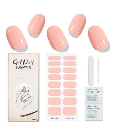 JMEOWIO Semi Cured Gel Nail Strips Cream Orange Pink Gel Nail Stickers Nail Supplies Nail Art Design Decoration Accessories