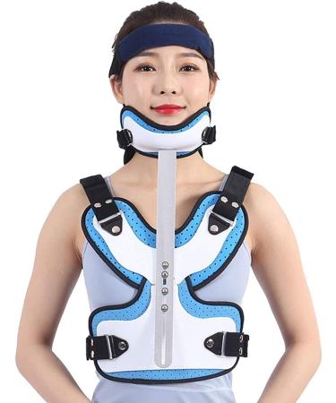 Safwel Neck Brace Collar Long-lasting neck-breast orthosis |Cervical traction device |Relief of neck pain shoulder pain decompression of the spine Blu