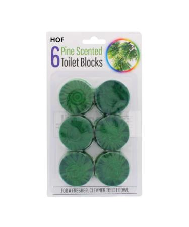 (HoF) Pack of 6 Toilet Blocks Toilet Cleaner Toilet Freshner Toilet Cistern Blocks Anti-Limescale Cleaning Foaming Frangrance. (Pine)