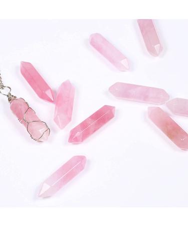 Rose Quartz Crystal 10 PCS Hexagonal Healing Reiki Stone Pendants - Bulk for Jewelry Making - Buy Online on GoSupps.com