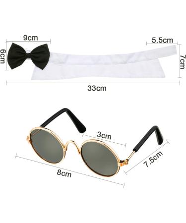 Adjustable Pet Bow Tie & Cute Sunglasses Set for Cats and Dogs - Black White - Buy Online on GoSupps.com