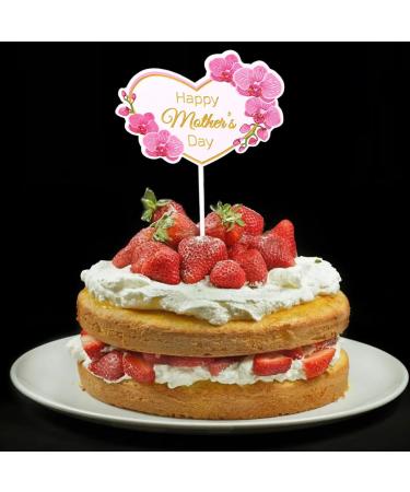 15 pcs Happy Mother's Day Cake Topper Purple Pink Orchid Rose Flower Cupcake Picks Decorative Party Cake Decoration for Mother's Day - Buy Online on GoSupps.com