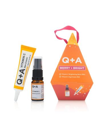 Q+A Merry + Bright Gift Set Vitamin C Skincare Duo Brightening Serum (10ml) & Eye Cream (15ml) Radiance-Boosting Gift for Hydrated Glowing Skin Stocking Stuffers - Buy Online on GoSupps.com