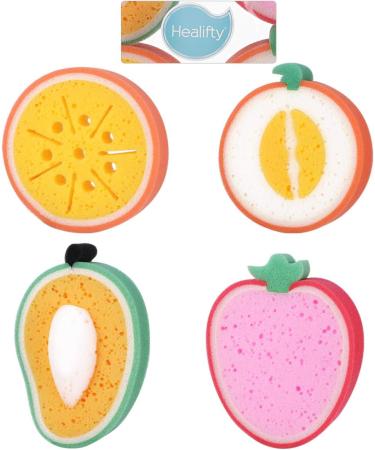 EXCEART Assorted Fruit Bath Sponges Multi- Use Cute Fruit Pattern Sponges Colorful Kids Bath Sponge Foam Kids Shower Loofah Sponge for Body Home Cleaning - Buy Online on GoSupps.com