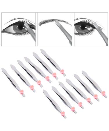 SunshineFace 12pcs Stainless Steel Slant Tweezers - Eyebrow Shaping & Hair Removal Makeup Tool - International Shipping Available - Buy Online on GoSupps.com