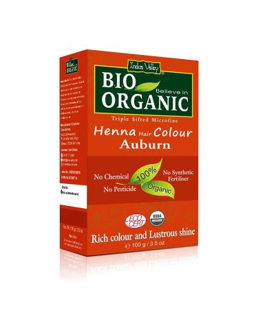 Henna Hair Dye Auburn 100% Bio Organic Triple Sifted Microfine Powder by Indus Valley Auburn 100 g (Pack of 1)