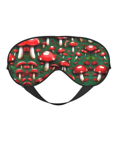 Red Cap Mushrooms Print Unisex Sleep Mask Double-Sided Eye Mask Ideal for Sound Sleep and Skin Care Black