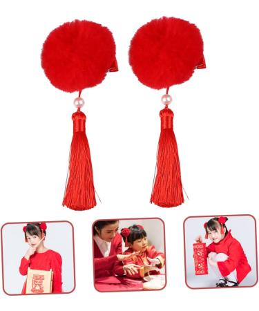 Angoily 3 Pairs Tassel Hair Ball Hair Clip Tassel Hair Clip Barrettes for Baby Girls Baby Clips for Hair Baby Girls Hair Clips Girls Tiara Hairpin Artificial Fur Hanfu Child Red - Buy Online on GoSupps.com