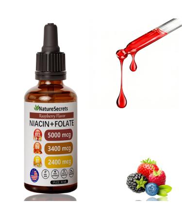 Relify NatureSecrets B12 B6 B1 Liquid Drops - Sublingual B-Complex with B12 B6 B1 Niacin & Folic Acid Methylcobalamin 5000 Mcg 27 200 Mcg Total - 2FLOZ (60 ML)(1pc)