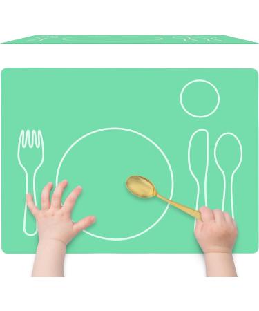 Montessori Toddler Silicone Dining Mat - Non-Slip & Easy-to-Clean Placemat for Kids - GREEN - Buy Online on GoSupps.com
