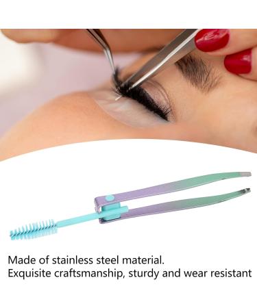 Sonew Stainless Steel Eyebrow Brush False Fake Eyelash Tweezers Small and Portable Multifunctional Tweezer for Repairing Eyebrows Green Violet Gradient - Buy Online on GoSupps.com