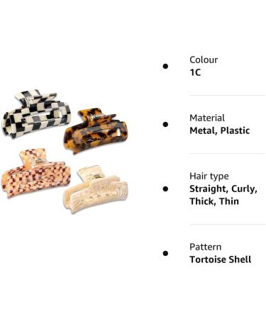 HAYHOI 4PCS Hair Claw Clips Celluloid French Butterfly Jaw Tortoise Shell - Stylish Accessories for Women & Girls - Checkerboard Leopard White - Buy Online on GoSupps.com
