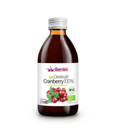 Berries polska organic juice pressed directly from organic fruit cold -pressed - without dyes without sugar without GMO without preservatives - vegan vegetarian - taste cranberry - 250ml cranberry 250 ml (1 Pack)
