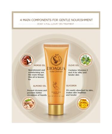 BIOAQUA Horse Oil Hand Cream | Anti-Aging Miracle Skin Care Essence & Cleansing Foam | Natural Moisturizing 60g - International Shipping Available - Buy Online on GoSupps.com