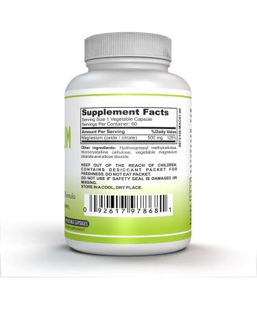 Zoltan's Healthy Living Magnesium Complex 500mg Citrate/Oxide | 60 Vegetable Capsules, High Absorption & Maximum Strength Formula | Non-GMO & Premium Quality - Buy Online on GoSupps.com