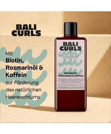 Bali Curls Rosemary Thickening Shampoo Firming with rosemary oil biotin and caffeine vegan volume shampoo for fine and thin hair Curly conform 200 ml - Buy Online on GoSupps.com