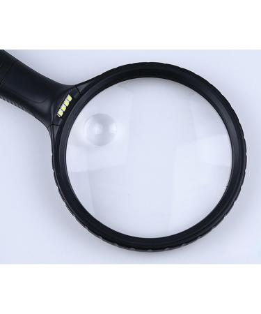 Meichoon Handheld Magnifier 3x 10x Magnification 135mm/5.31in Acrylic Optics Large Field of View With 4 LED Lights Illumination Elderly Reading Children Explore Black - Buy Online on GoSupps.com