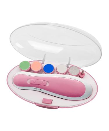 Cam2 Baby nail file electrical baby nail clipper nail file electrical nail trimmer manicure set nail file clipper electrical 6 interchangeable grinding heads (pink) SA-2904P