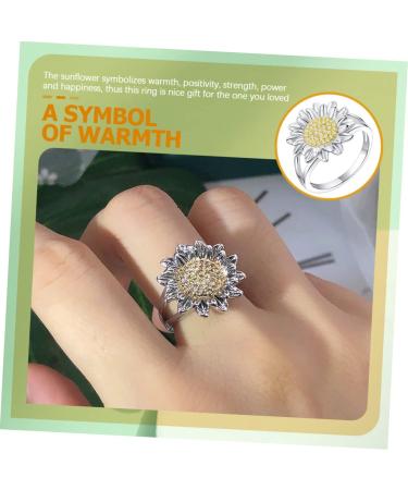 Abaodam sunflower ring women's rings in remembrance gifts trendy rings minimalist rings you are my ring sun flower gifts ring sunflower jewelry for women promise rings finger rings girl 2x2CM Silver - Buy Online on GoSupps.com