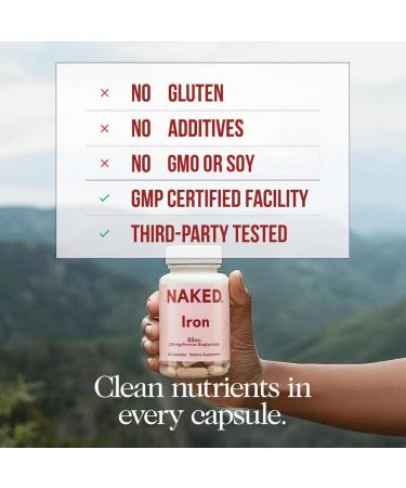 Naked Iron + Vitamin C Bundle High-Potency Supplement for Deficiency Energy Support Red Blood Cell & Daily Antioxidant Immune Support 65 mg Iron (60 Caps) + 500 mg Vitamin C (90 Caps) - Buy Online on GoSupps.com