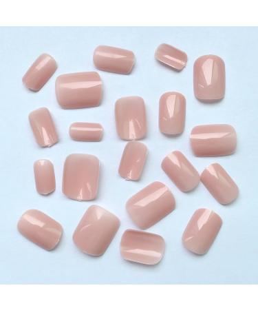 Bellelfin 240pcs Nude Pink Short Square Press on Nails with Adhesive Tabs - Glossy False Nail Tips for Women and Girls - Buy Online on GoSupps.com
