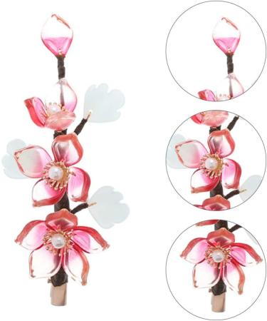 Minkissy Chinese Style Hairpin Crystal Flower Hair Clip Vintage Wedding Edge Clip Headdress Hair Accessories for Bridal Bridesmaids Women Jewelry Red - Buy Online on GoSupps.com