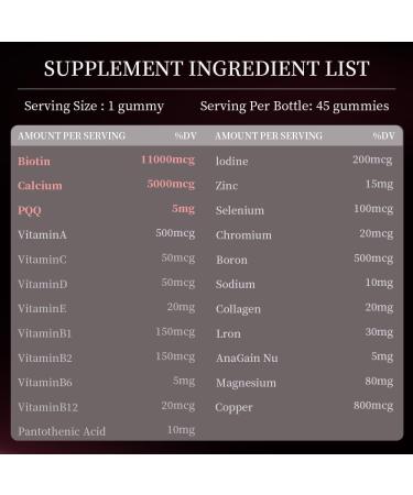 DONEO Biotin 11 000 mcg Gummies for Hair Growth Skin & Nails - Vegan B7 Supplement for Extra Strength - Suitable for Men & Women - Supports Stronger Hair Strong Nails & Radiant Skin - 45 Capsules - Buy Online on GoSupps.com