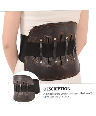 Belt Straps for Men | Leather Back Brace Support - Unisex Lumbar Protector | Durable Waist Supporter 86x25x2cm Brown - Buy Online on GoSupps.com