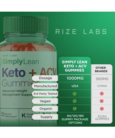 Simply Lean Keto + ACV Gummies - 2 Pack for Advanced Weight Loss | Maximum Strength 120 Gummies for Effective Keto Support - Buy Online on GoSupps.com