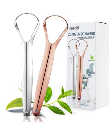Tongue cleaner - 2 pieces made of stainless steel - tongue scraper - Tongue scraper for adults - nedit tongue brush ensures a fresh breath in seconds - good quality