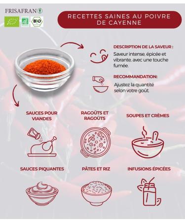 FRISAFRAN | Piment de Cayenne en Poudre Bio 40g | piments s ch s | piquant | piment | pices | Pepper | aliment naturel | cayenne-frais | poudre & moulu | Poivre | sans additifs | r colter du poivre cayenne 40g - Buy Online on GoSupps.com