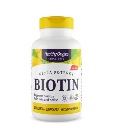 Healthy Origins Biotin 10,000 Mcg Vcaps, 150 Count Cheese 10,000 Mcg Vcaps, 150 Count (Pack of 150)
