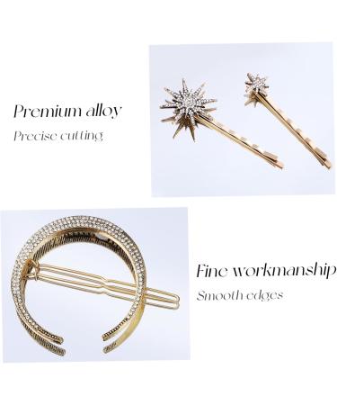 3 sun moon hairpin Moon Hair Clips braided hair clips Rhinestone Hair rhinestone barrettes for women wedding hair clips bling hair claw clips gold alloy Miss issue card pearl - Buy Online on GoSupps.com