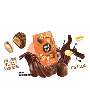 Feel Fit Chocolates with Peanut Butter - Sugar-Free Belgian Milk Chocolate 24-Pack 17% Protein & Gluten-Free Snacks - Buy Online on GoSupps.com