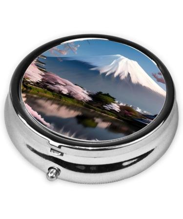 Mt. Fuji Early Spring Round Pill Box | 3 Compartment Travel Organizer | Portable Travel Pill Box for Easy Use - Buy Online on GoSupps.com