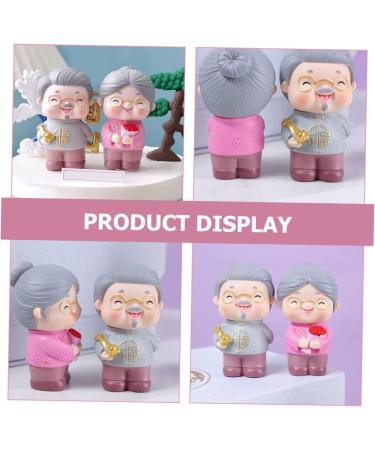 Elderly Couple Cake Figurines - Pink Vinyl Cake Decoration | 8.4x4.8CM - Perfect for Baking & Crafting - Buy Online on GoSupps.com