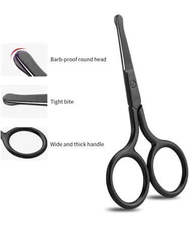 Nose Hair Scissors - Rounded Safety Trimmer for Facial, Ear, Eyebrow, and Beards - Professional Stainless Steel Grooming Tool Kit for Men and Women - Buy Online on GoSupps.com