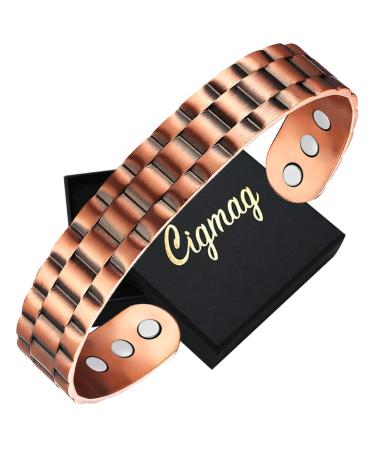 Cigmag Lymphatic Drainage Mens Copper Ultra Strength Magnet 99% Solid Pure Copper Adjustable Size with Gift Box(Square Pattern)