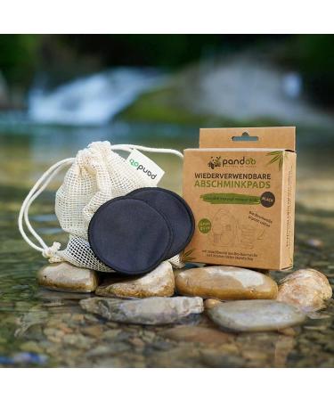 Pandoo Black Reusable Organic Cotton Pads | Eco-Friendly Make-Up Remover | 10 Washable Pads + Bags - Buy Online on GoSupps.com