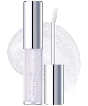 VIDIVICI Millennial Lip Oil #02 Illumination - Non-Sticky Dewy Gloss for Moisturized & Voluminous Lips - Illuminating Transparent Lavender-Blue Glitter Lip Makeup 0.12 fl.oz.