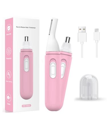 2 in 1 Rechargeable Ear and Nose Hair Trimmer for Women Painless Nose Trimmer USB Electric IPX7 Waterproof Eyebrow Facial Hair Removal Nose Grooming Garget Easy Cleansing