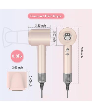 High-Speed 105 000 RPM Ionic Hair Dryer Lightweight Travel Blow Dryer with Magnetic Nozzle (Pink - Buy Online on GoSupps.com