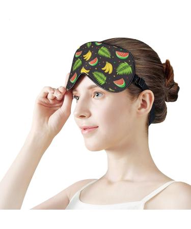 Watermelon Banana and Palm Sleep Mask: Adjustable Eye Cover for Sleeping, Blocking Light - Men's and Women's Night Travel Nap Companion - Buy Online on GoSupps.com