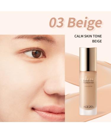 AGE 20's Perfect Fit Liquid Foundation Makeup 48-Hour Lasting Lightweight Seamless Coverage Natural Matte Finish 03 Beige 1.01 fl oz - Buy Online on GoSupps.com