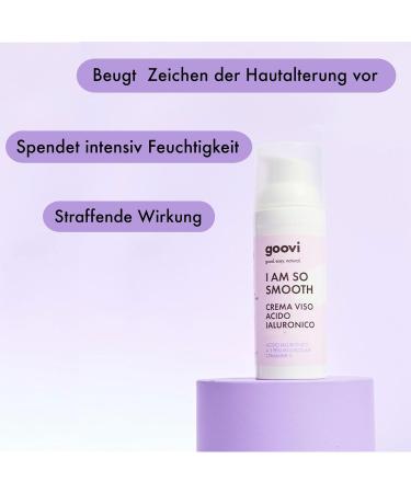  Goovi GOOVI I Am So Smooth Hyaluronic Acid Facial Moisturizing Cream with triple hyaluronic acid and ceramides firms and tightens skin 50 ml - Buy Online on GoSupps.com